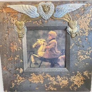 Vintage Gold and Silver Angel Winged Heart Frame